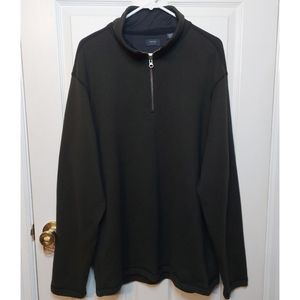 Arrow Olive Green Quarter Zip Knit Fleece Lined Pullover Sweater Men's Size XXL